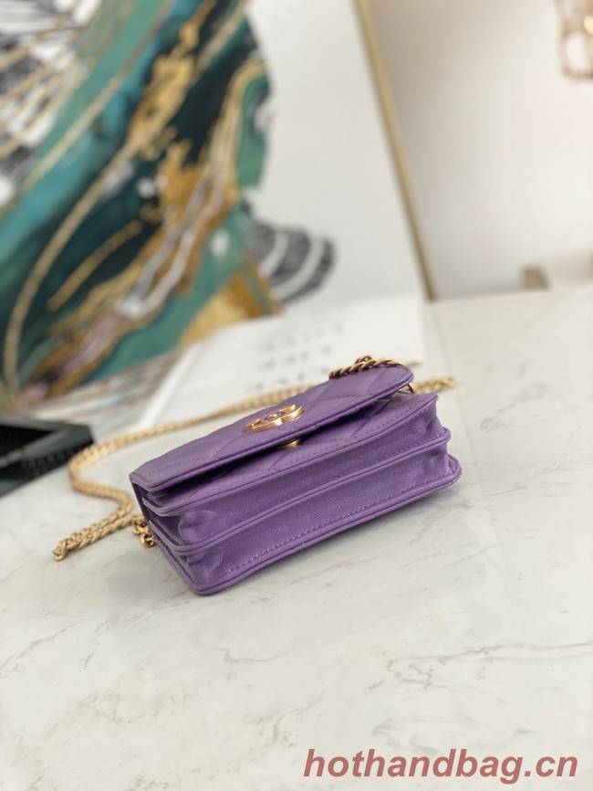 Chanel Flap Lambskin small Shoulder Bag 81185 purple