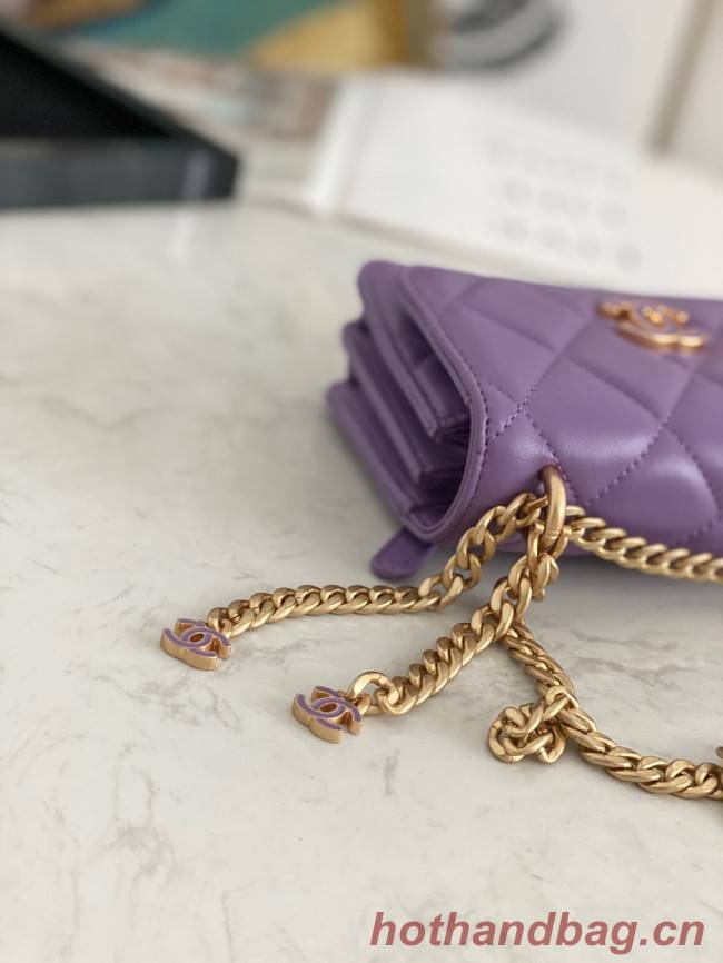 Chanel Flap Lambskin small Shoulder Bag 81185 purple