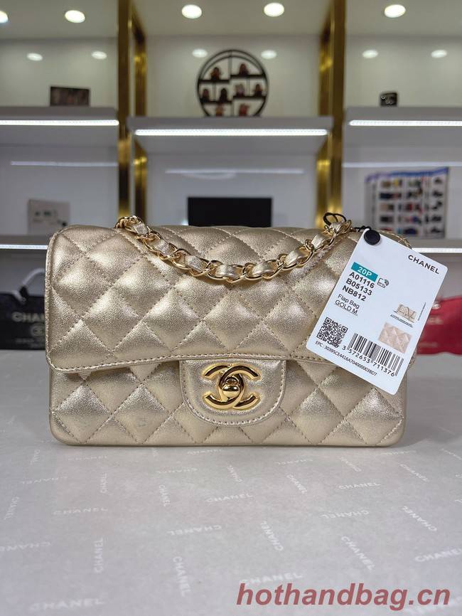 Chanel Flap Lambskin Shoulder Bag A01116 gold