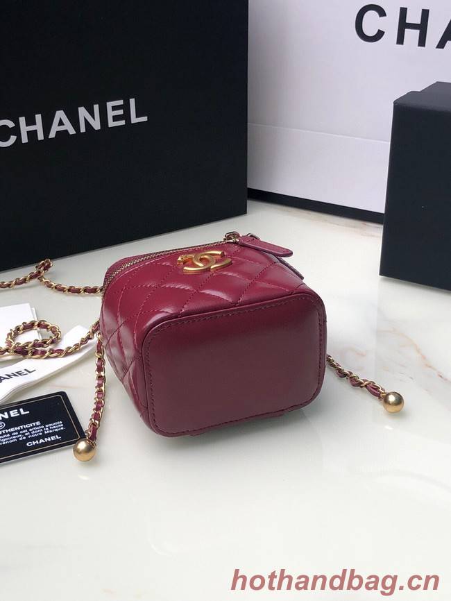 Chanel mini Shoulder Bag Lambskin & Gold-Tone Metal AP2292 Burgundy