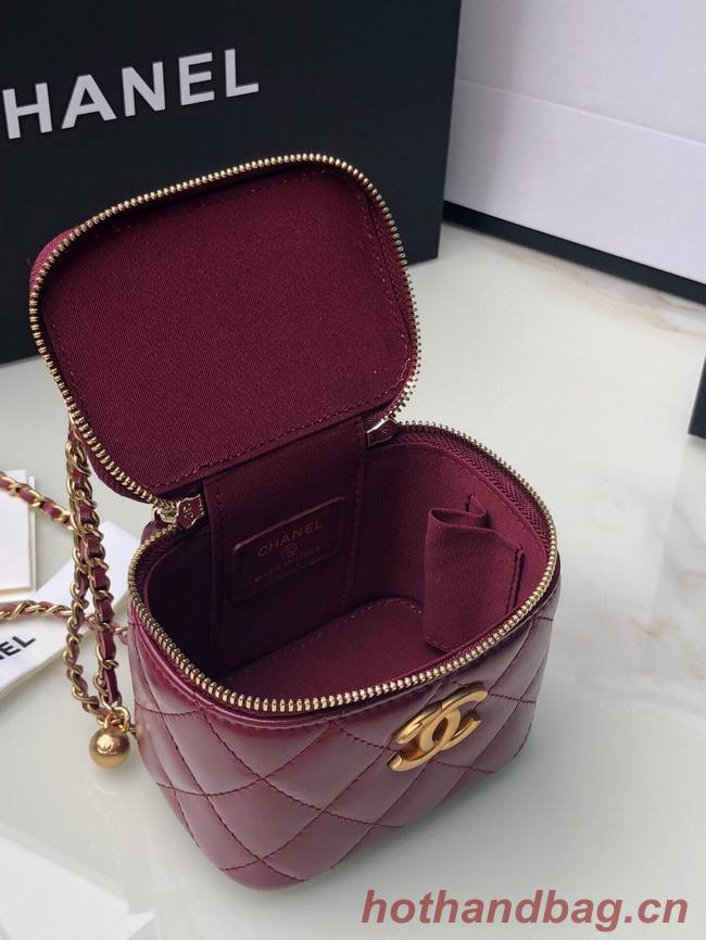 Chanel mini Shoulder Bag Lambskin & Gold-Tone Metal AP2292 Burgundy