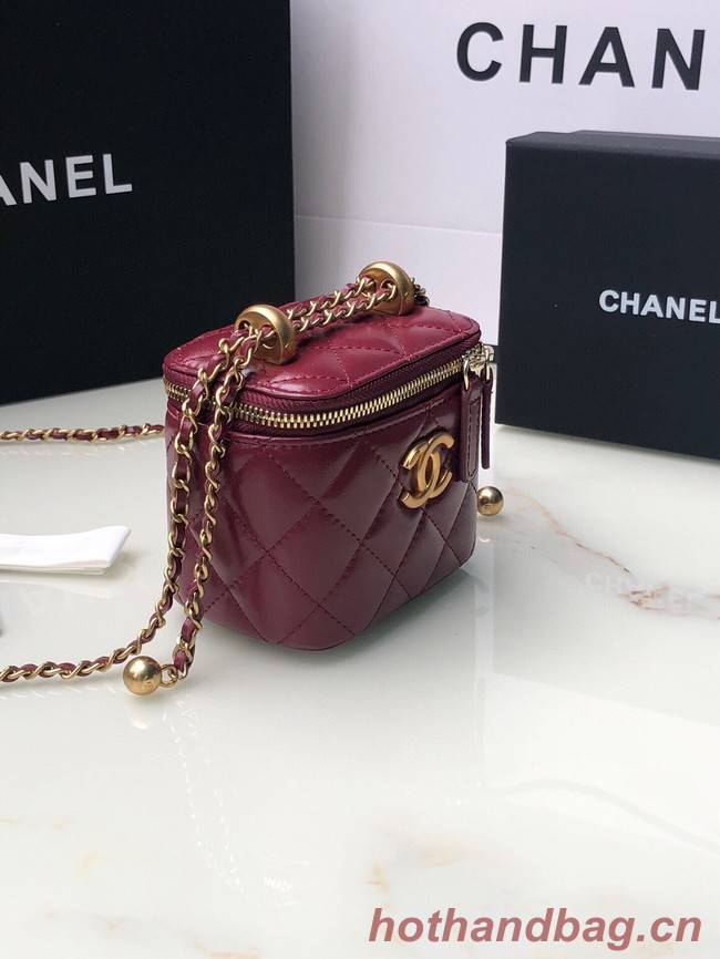 Chanel mini Shoulder Bag Lambskin & Gold-Tone Metal AP2292 Burgundy