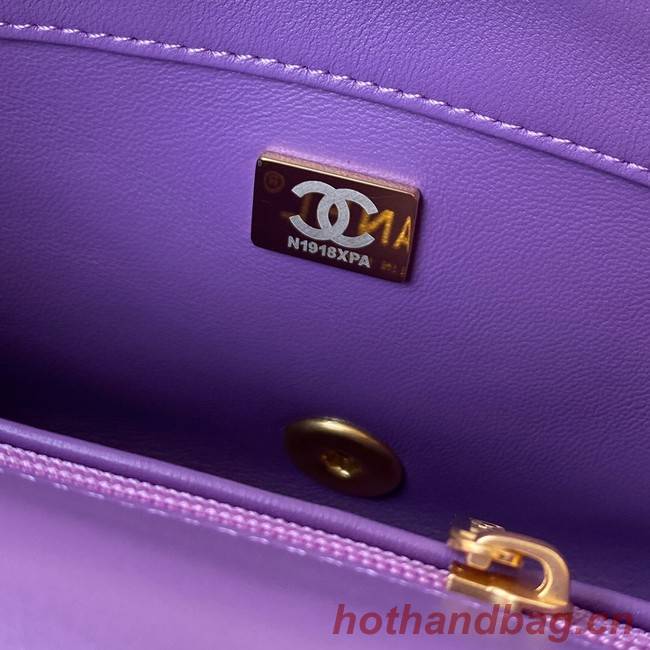 Chanel Flap Lambskin small Shoulder Bag AS3114 purple