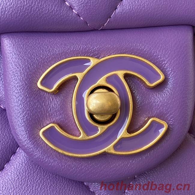 Chanel Flap Lambskin small Shoulder Bag AS3114 purple