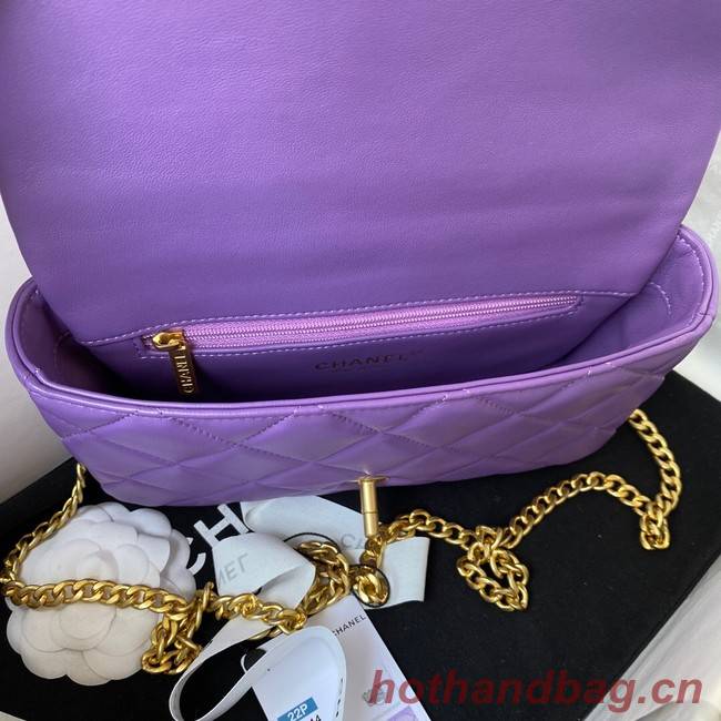 Chanel Flap Lambskin small Shoulder Bag AS3114 purple