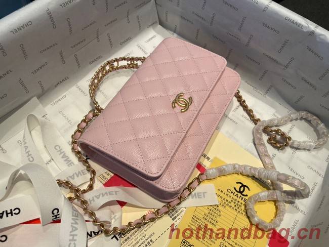 Chanel mini Shoulder Bag Grained Calfskin&Gold-Tone Metal AP2804 pink