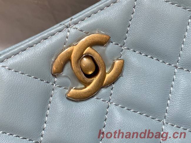 Chanel mini Shoulder Bag Lambskin&Gold-Tone Metal AS3259 sky blue