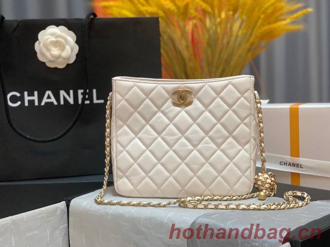 Chanel mini Shoulder Bag Lambskin&Gold-Tone Metal AS3259 white