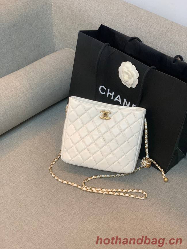 Chanel mini Shoulder Bag Lambskin&Gold-Tone Metal AS3259 white