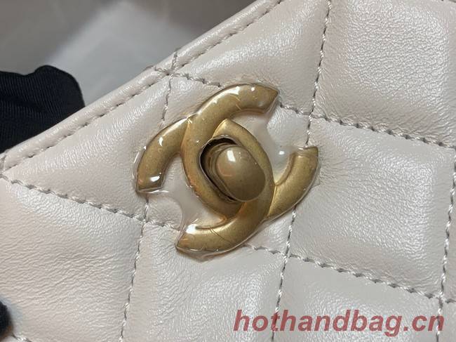 Chanel mini Shoulder Bag Lambskin&Gold-Tone Metal AS3259 white