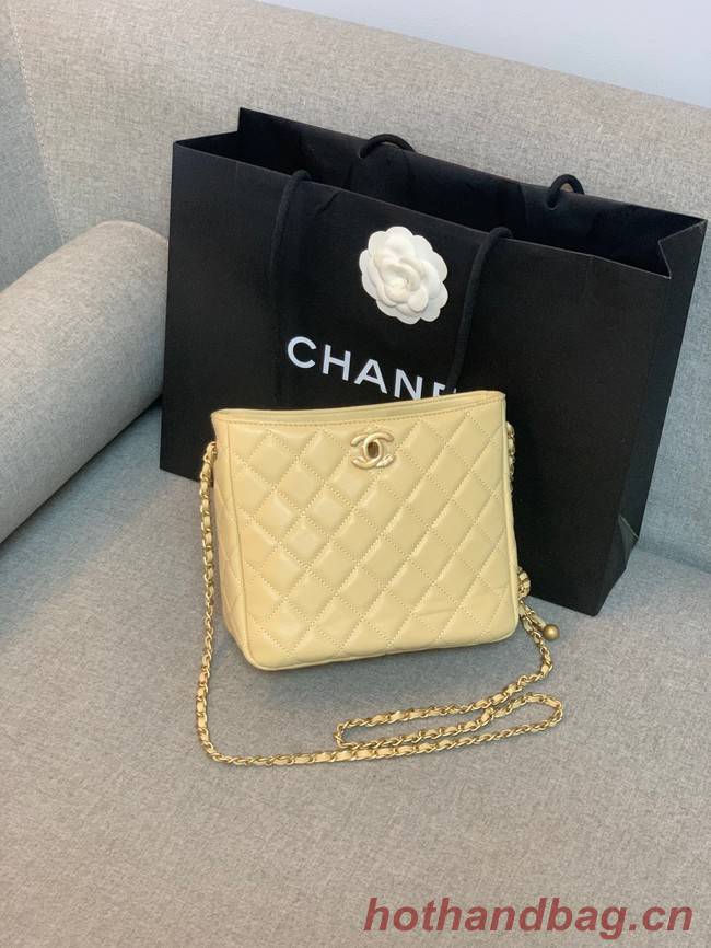 Chanel mini Shoulder Bag Lambskin&Gold-Tone Metal AS3259 yellow