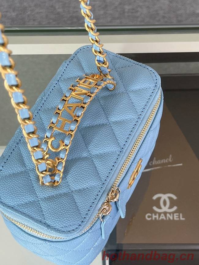 CHANEL HANDBAG Grained Calfskin&Gold-Tone Metal AP2805 blue