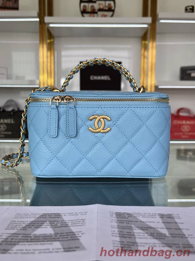 CHANEL HANDBAG Grained Calfskin&Gold-Tone Metal AP2805 blue