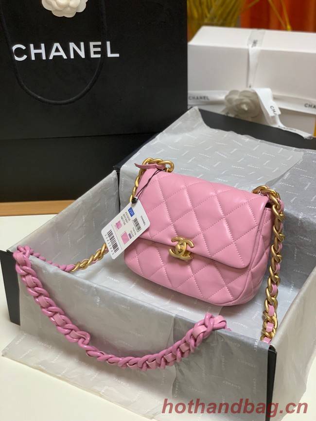 Chanel mini Shoulder Bag Lambskin&Gold-Tone Metal AS3205 pink