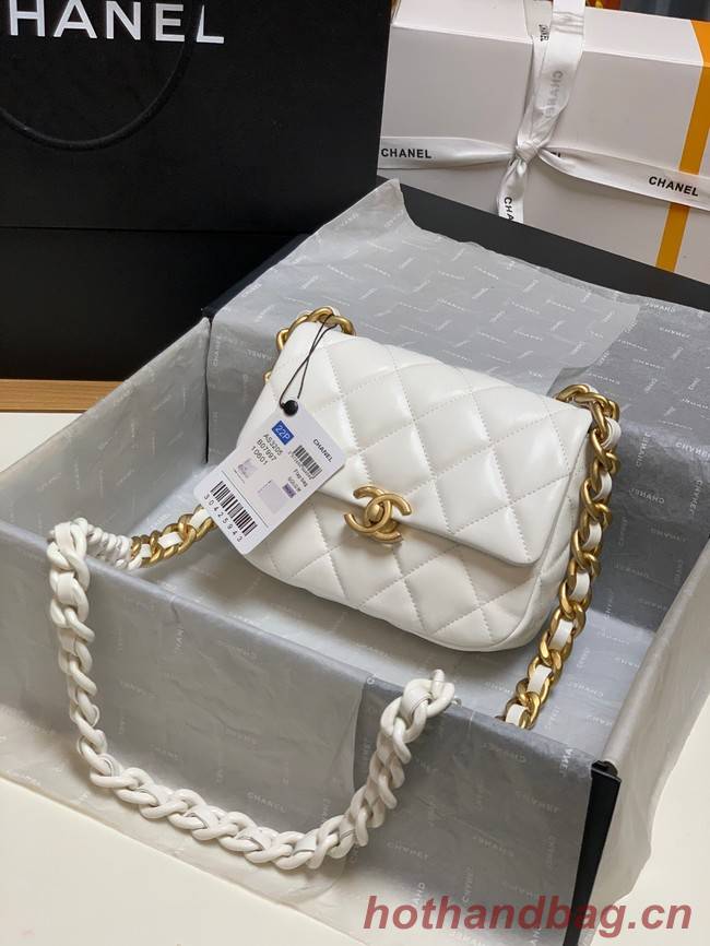 Chanel mini Shoulder Bag Lambskin&Gold-Tone Metal AS3205 white