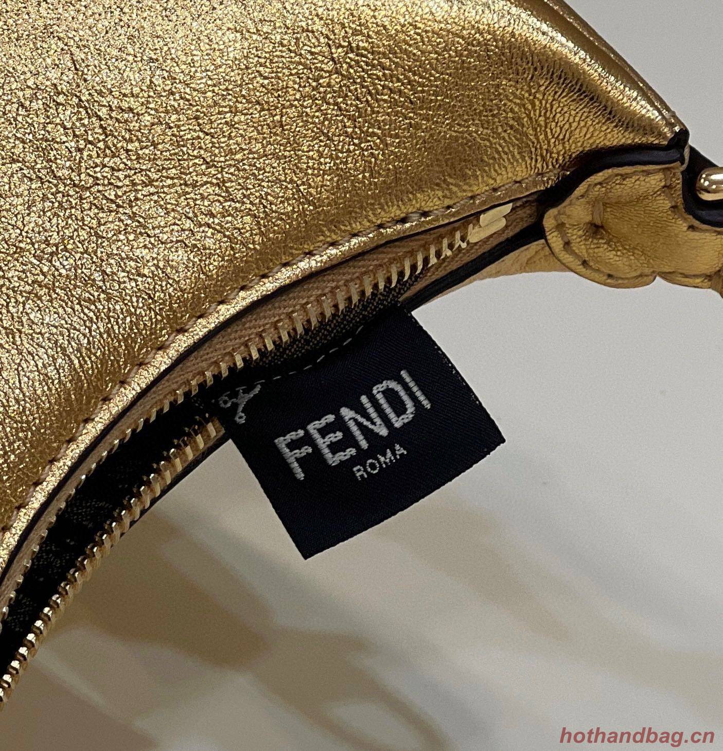 Fendi Praphy Original Leather Big FENDI Logo Mini Bag 80056S Gold