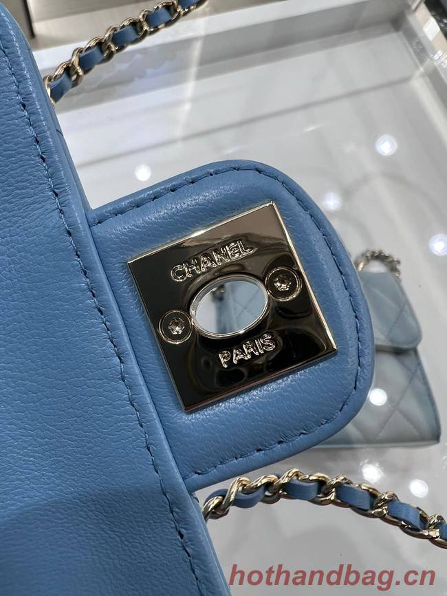 Chanel 2022S Love Heart mini Lambskin Crossbody Chain Bag AO2784 blue