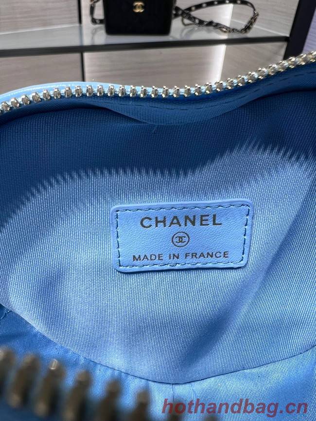 Chanel 2022S Love Heart mini Lambskin Crossbody Chain Bag AO2784 blue