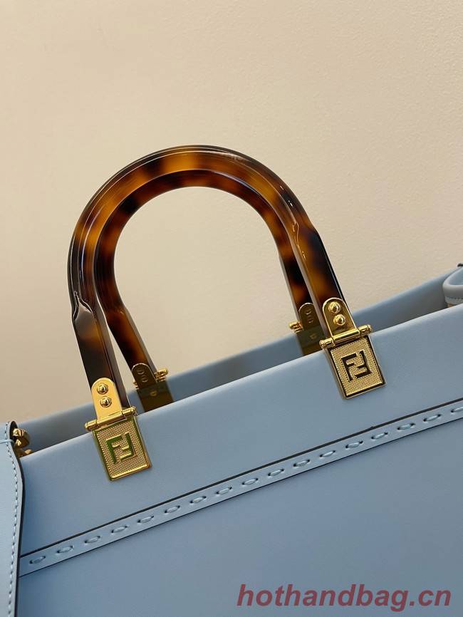 Fendi Sunshine Medium Light blue leather shopper 8BH386A