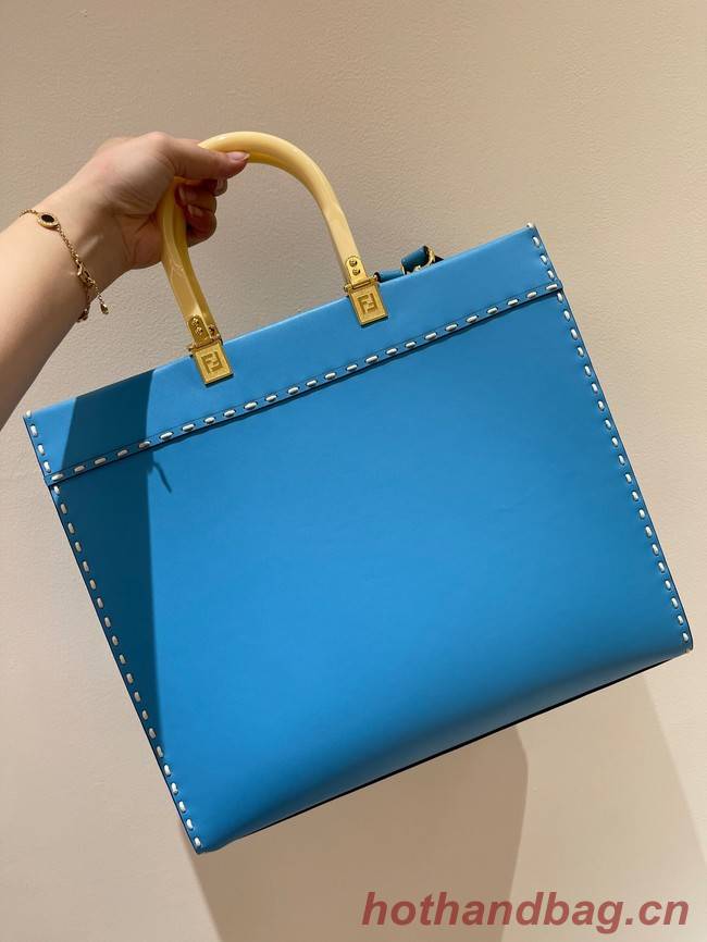 Fendi Sunshine Medium blue leather shopper 8BH386A