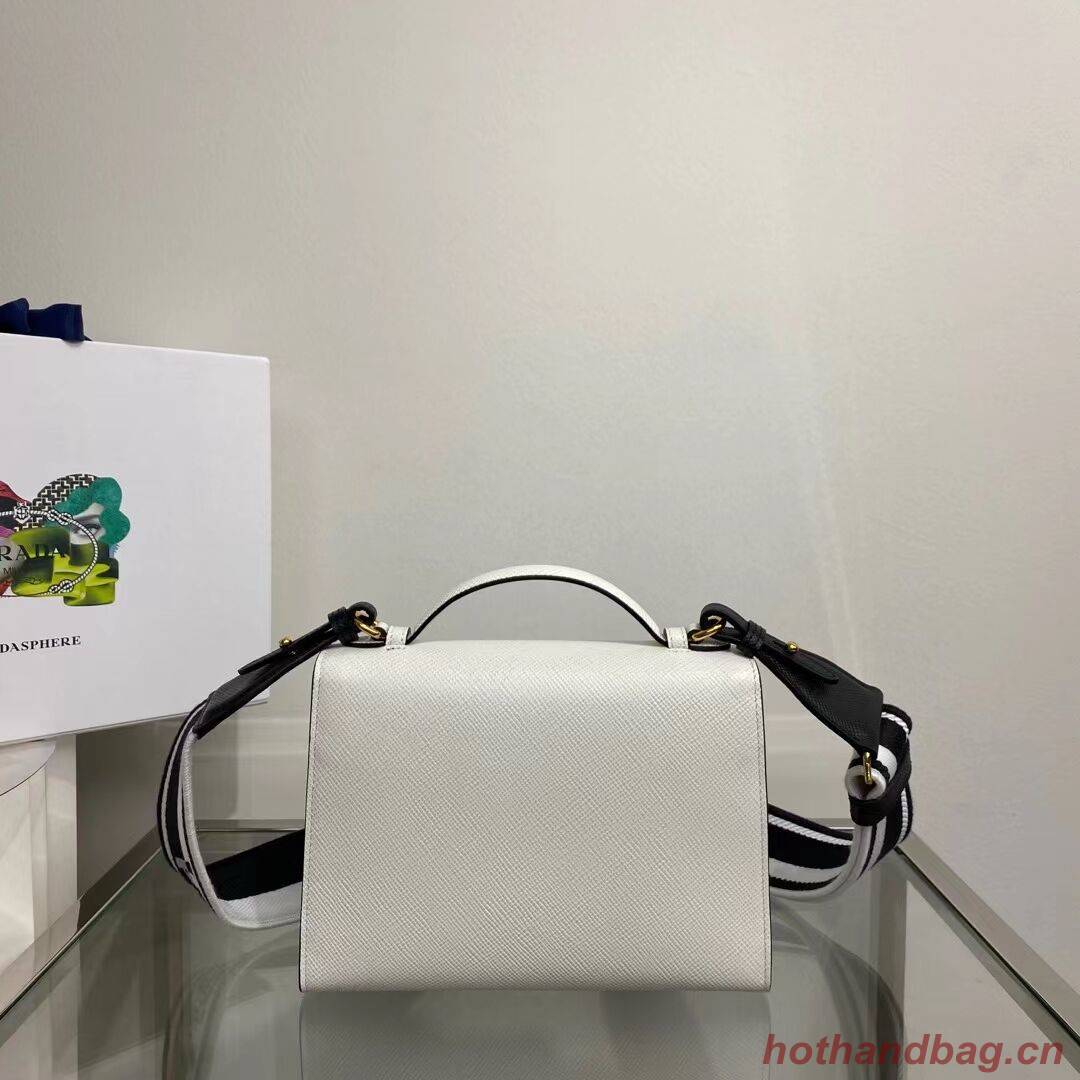 Prada Monochrome Saffiano and leather bag 1BD317 white