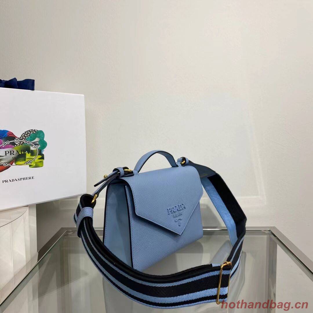 Prada Monochrome Saffiano and leather bag 1BD317 sky blue