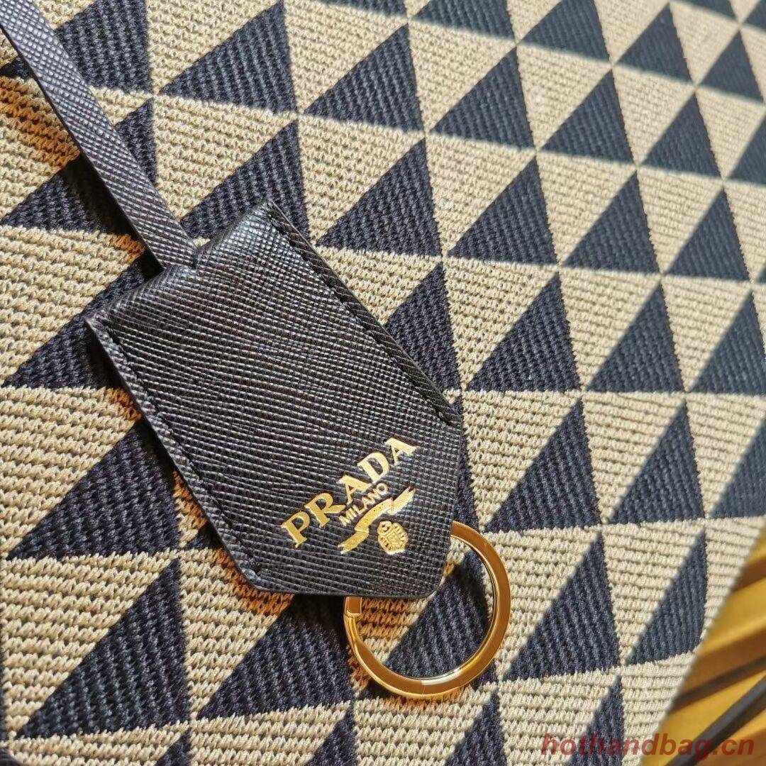 Small Prada Galleria jacquard fabric bag 1BA863 Black&Beige