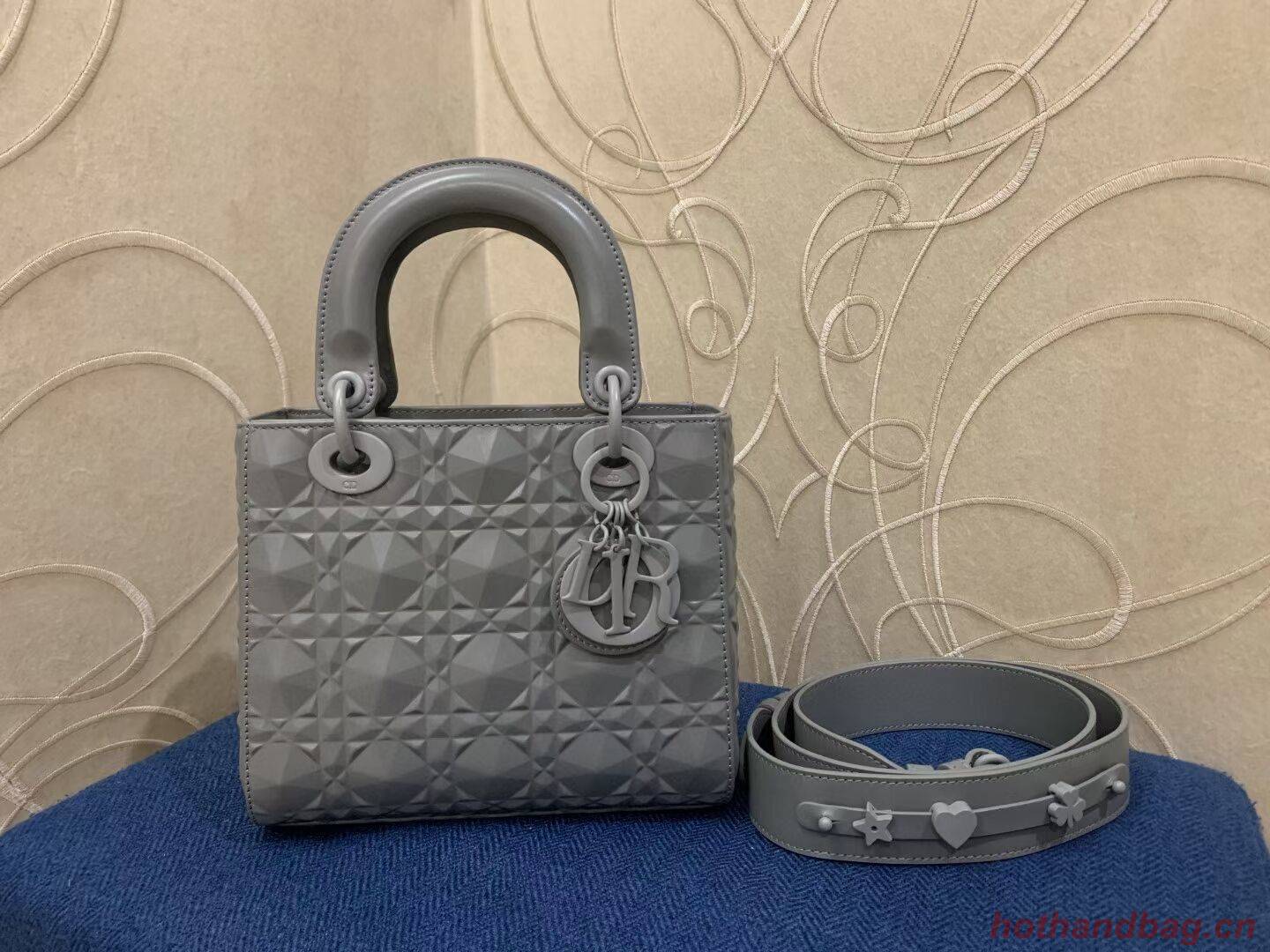 MEDIUM LADY DIOR BAG Cannage Calfskin C2813 gray