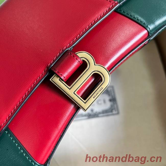 Gucci HOURGLASS SMALL TOP HANDLE BAG calfskin 681697 red%Green