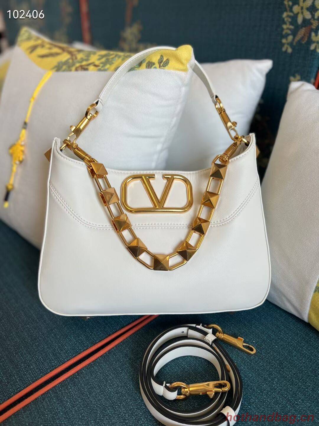 VALENTINO GARAVANI Loco Calf leather bag V2028 white