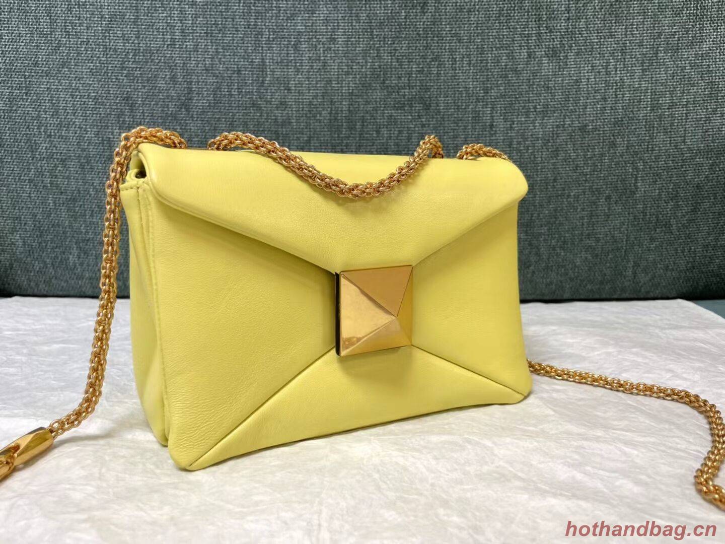 VALENTINO GARAVANI One Stud Sheepskin Shoulder Bag XW0B0K21 yellow