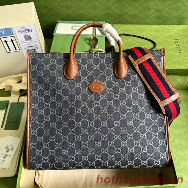 Gucci Medium tote with Interlocking denim G 674148  Blue