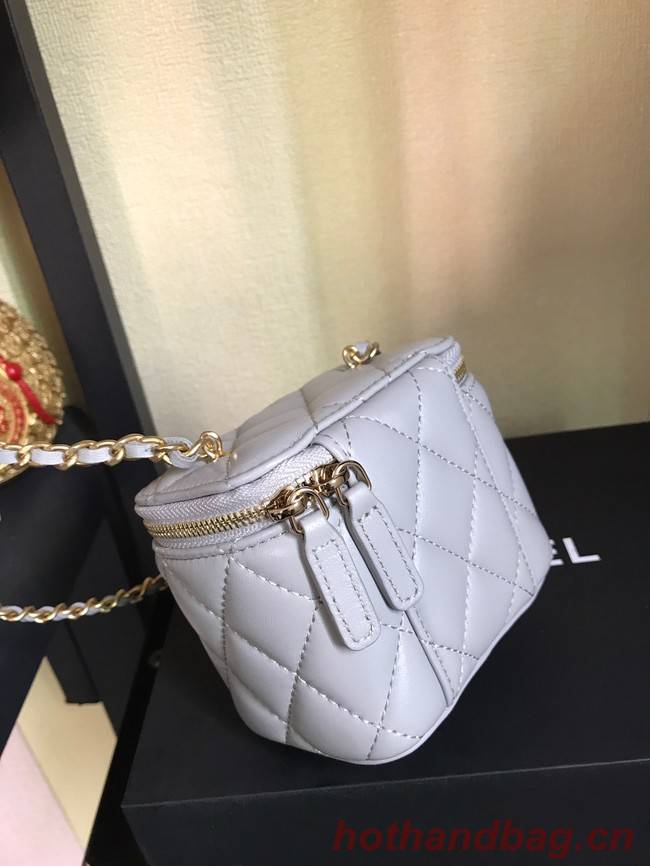 Chanel mini Shoulder Bag Lambskin & Gold-Tone Metal AP2929 light gray