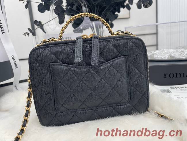 CHANEL HANDBAG Grained Calfskin&Gold-Tone Metal AP3222 black