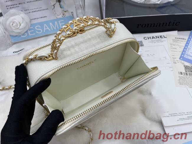 CHANEL HANDBAG Grained Calfskin&Gold-Tone Metal AP3222 white