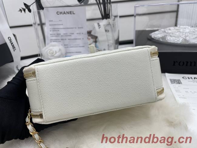 CHANEL HANDBAG Grained Calfskin&Gold-Tone Metal AP3222 white