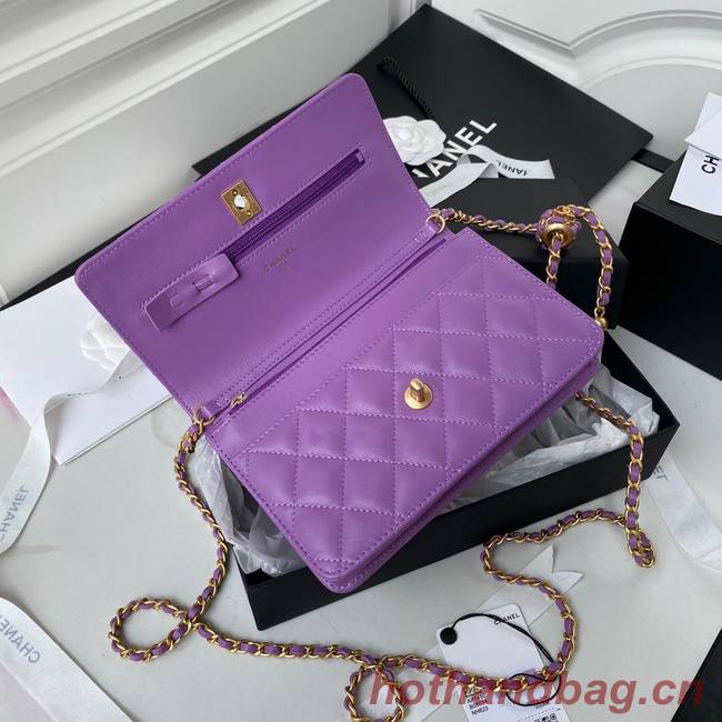 Chanel Lambskin Flap Shoulder Bag AP1450 Purple