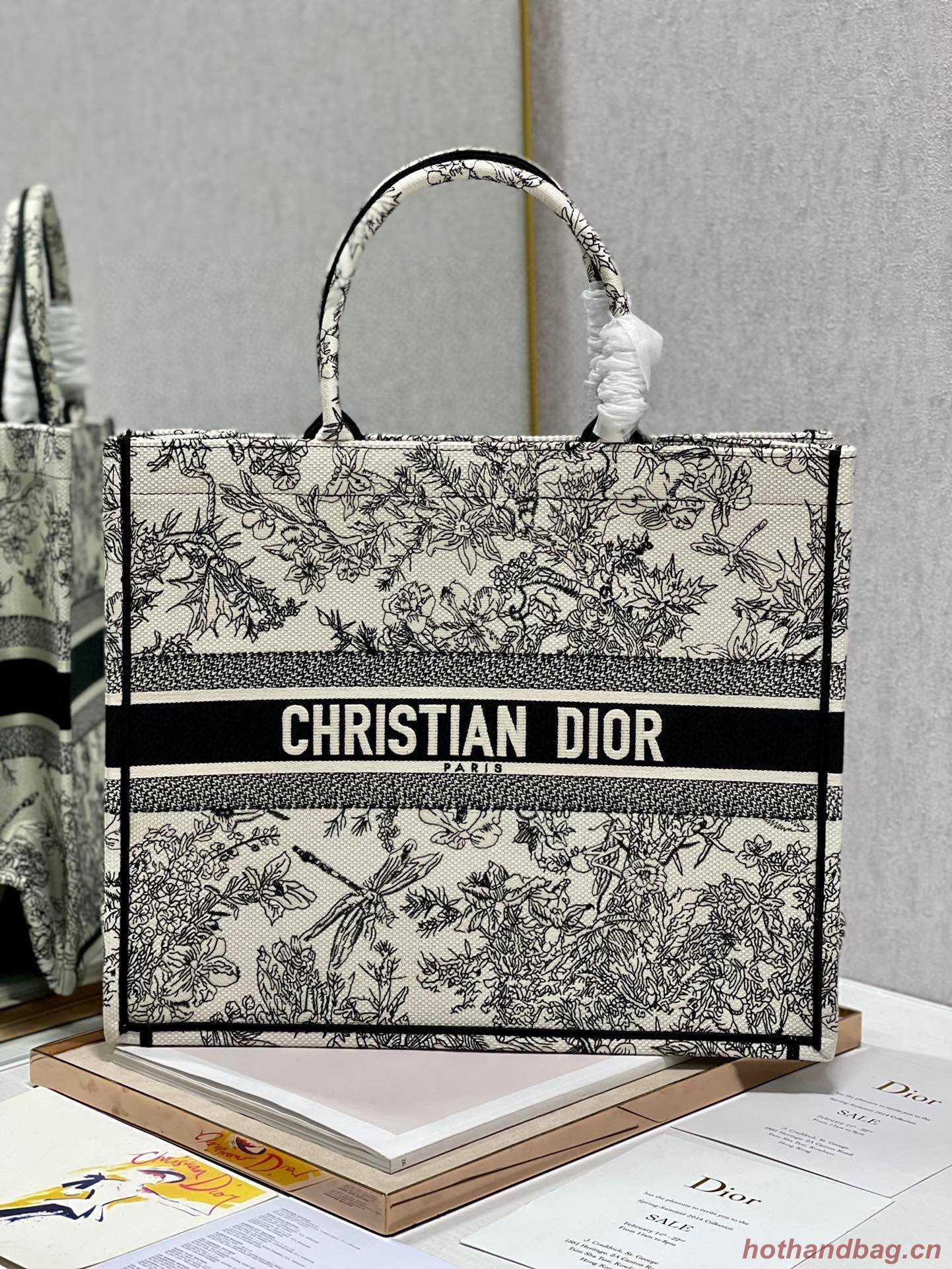 DIOR BOOK TOTE BAG DRAGONFLY DE JOUY M1286ZT Black