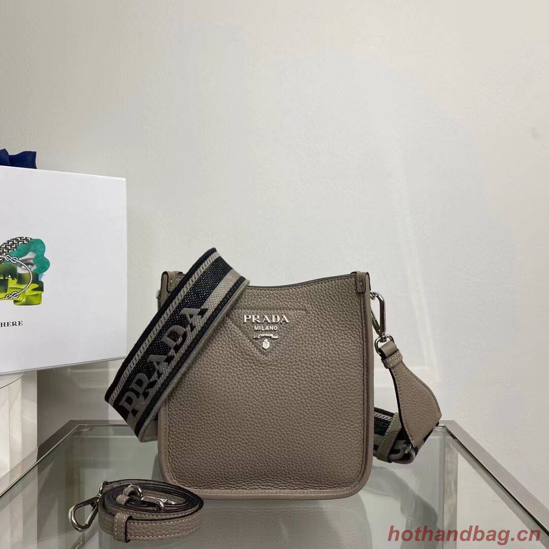 Prada Leather mini shoulder bag 1BH191 gray