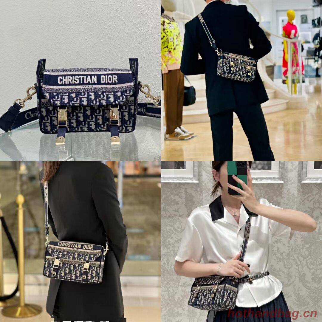 DIOR BOBBY BAG Embroidery C0803 dark blue