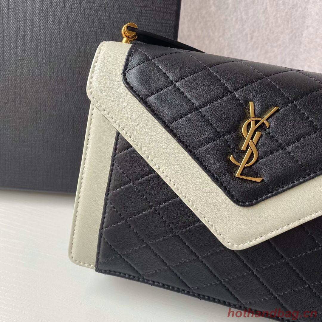 Yves Saint Laurent GABY MINI SATCHEL IN QUILTED LAMBSKIN 6855741 black&white