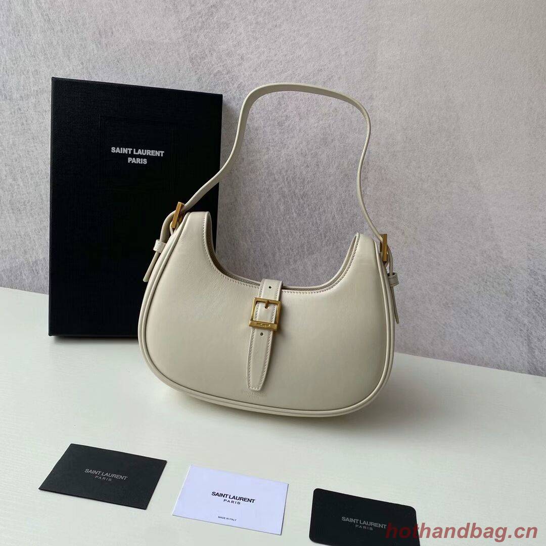 Yves Saint Laurent LE FERMOIR HOBO BAG IN SHINY LEATHER 6726152 BLANC VINTAGE