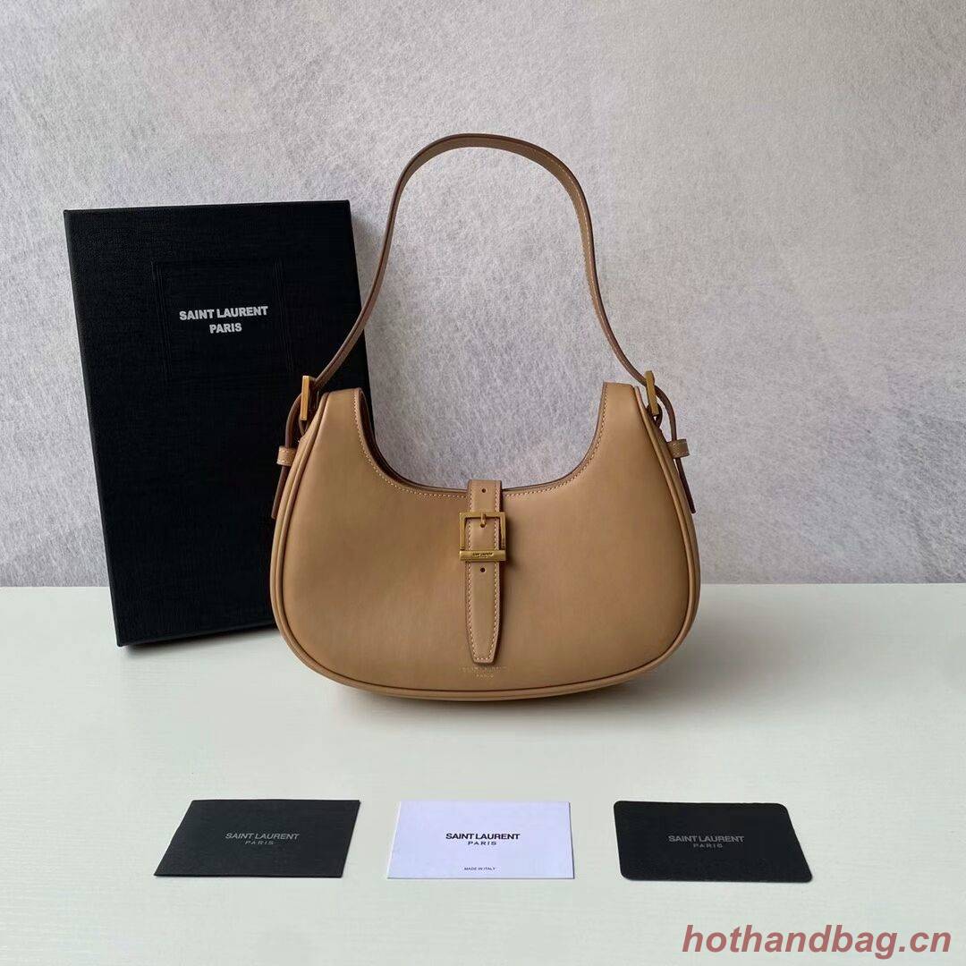 Yves Saint Laurent LE FERMOIR HOBO BAG IN SHINY LEATHER 6726152 BROWN GOLD