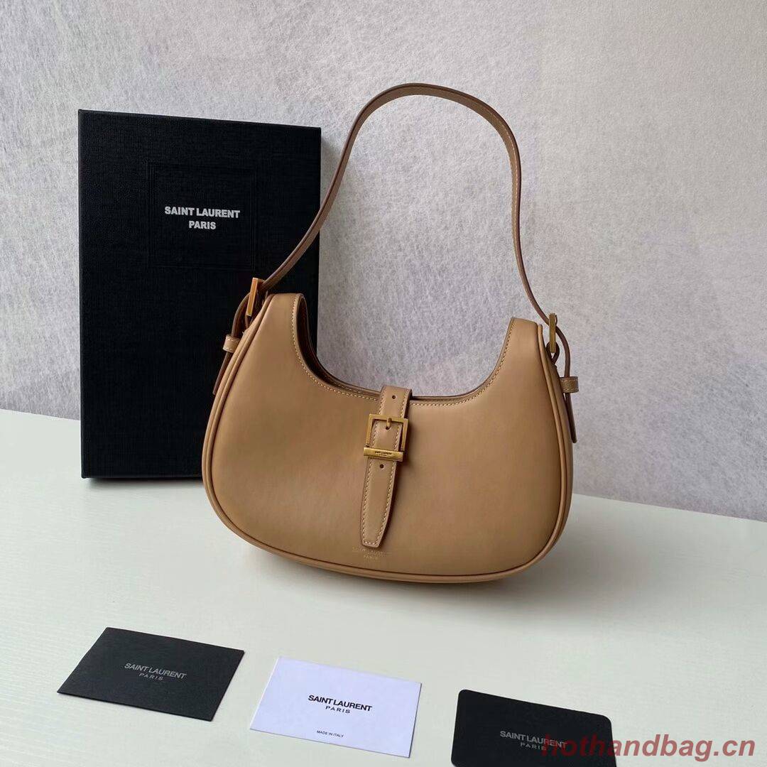 Yves Saint Laurent LE FERMOIR HOBO BAG IN SHINY LEATHER 6726152 BROWN GOLD