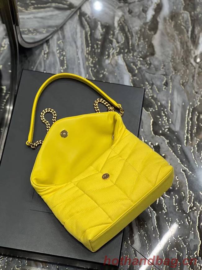 SAINT LAURENT PUFFER TOY BAG IN CANVAS AND SMOOTH LEATHER 620333 JAUNE CITRON