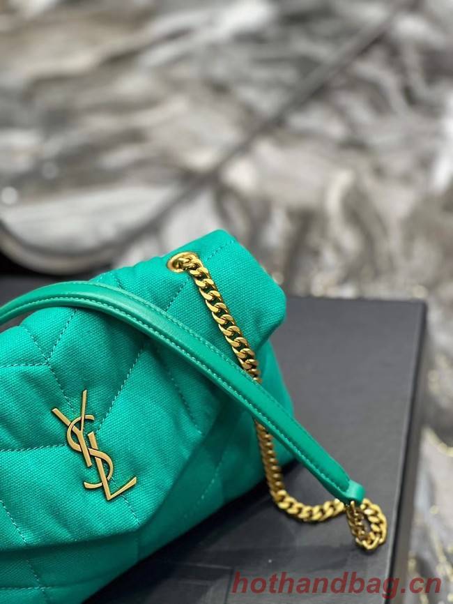 SAINT LAURENT PUFFER TOY BAG IN CANVAS AND SMOOTH LEATHER 620333 green