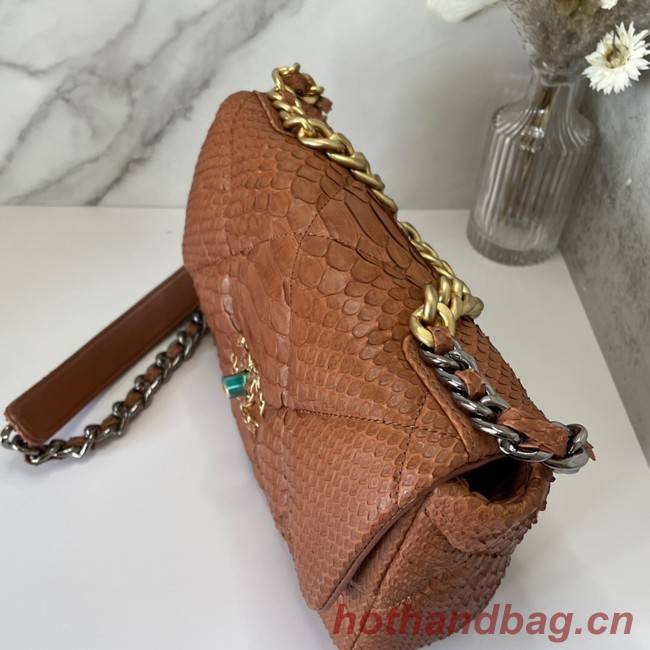 CHANEL 19 Flap Bag Original Snake skin flap bag AS1160 Camel