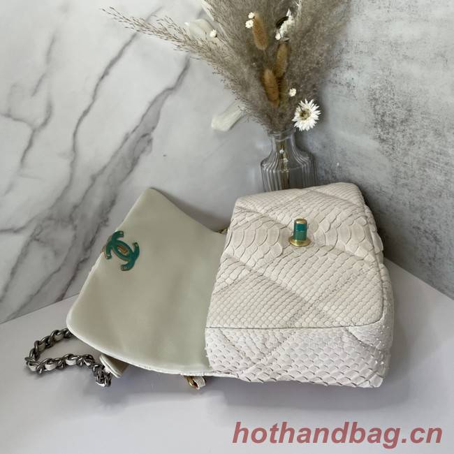 CHANEL 19 Flap Bag Original Snake skin flap bag AS1160 Cream