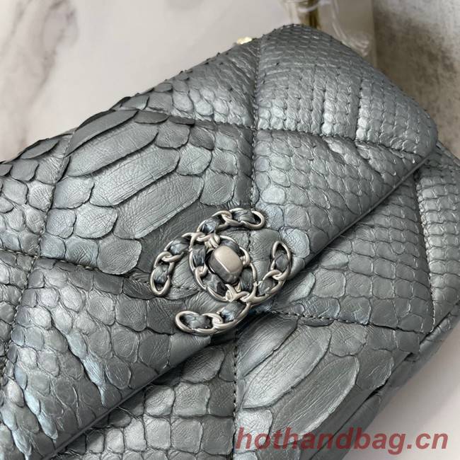 CHANEL 19 Flap Bag Original Snake skin flap bag AS1160 silver