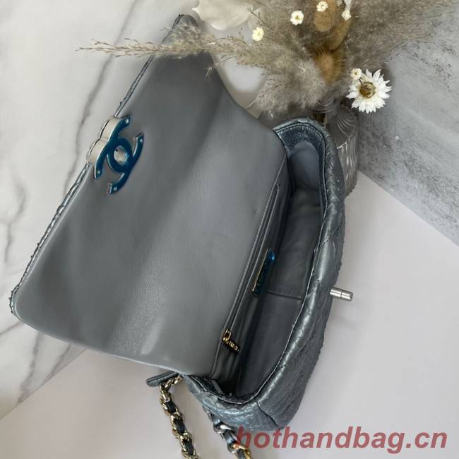 CHANEL 19 Flap Bag Original Snake skin flap bag AS1160 silver